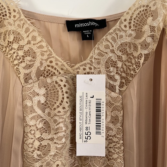 Mittoshop Crinkle Lace Trim Cami NWT Size Large - Picture 2 of 5